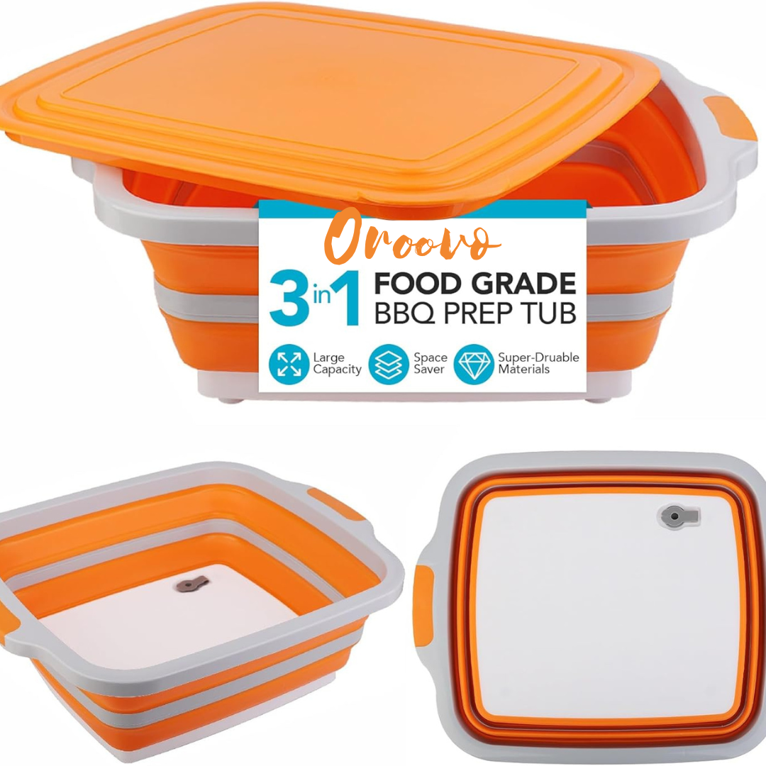 3-IN-1 Large 16L Collapsible Cutting Board with Locking Lid