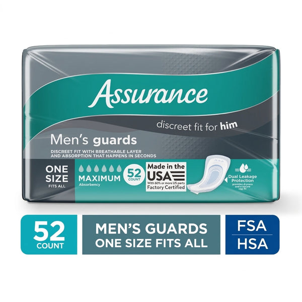 Assurance Men’s Guards, Maximum Absorbency, 52 Count
