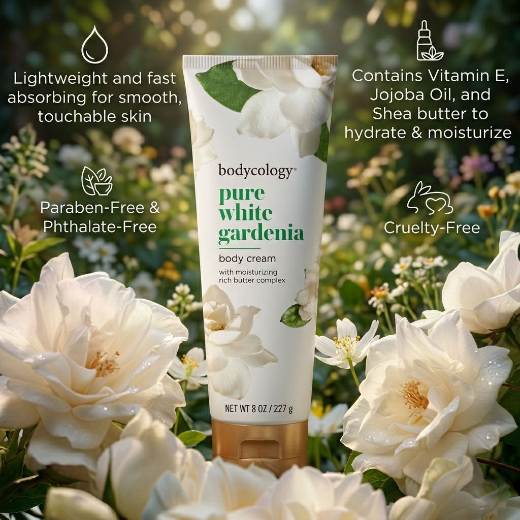 Bodycology Shea Butter Body Cream, Pure White Gardenia, 8 oz