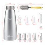 Professional Aluminum Whipped Cream Dispenser 500ml / 1 Pint – Leak-Proof Whipped Cream Maker with 5 Stainless Steel & 3 PP Decorating Nozzles, 2 Cleaning Brushes – N2O Chargers Not Included
