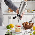 Professional Aluminum Whipped Cream Dispenser 500ml / 1 Pint – Leak-Proof Whipped Cream Maker with 5 Stainless Steel & 3 PP Decorating Nozzles, 2 Cleaning Brushes – N2O Chargers Not Included