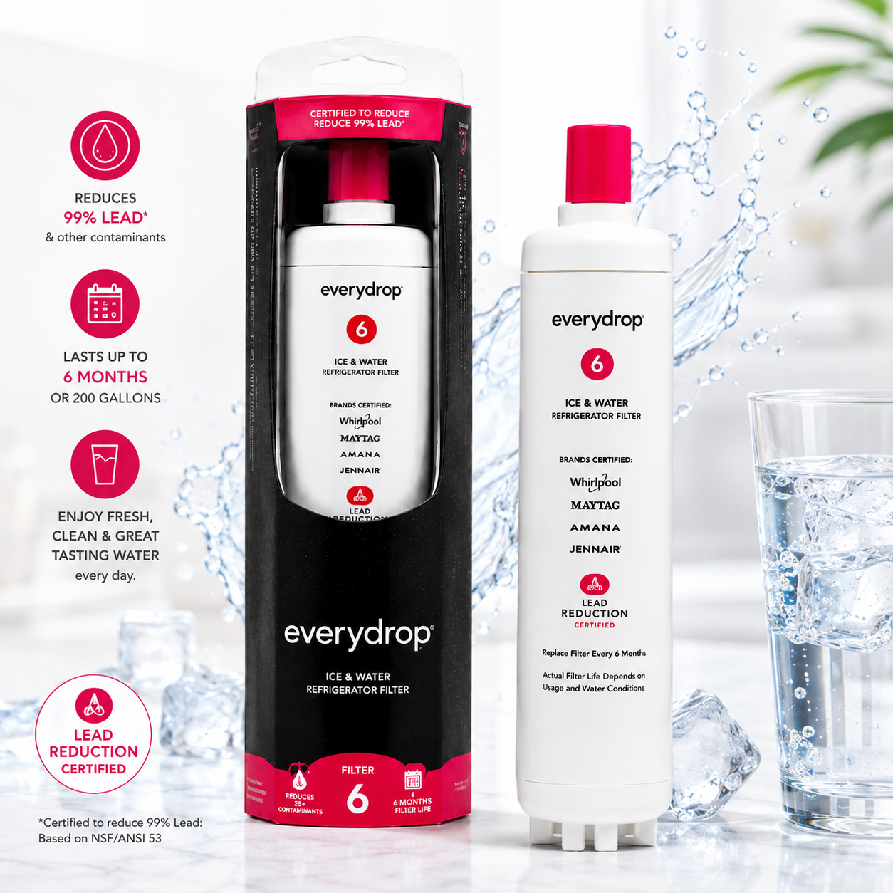 everydrop by Whirlpool Ice and Water Refrigerator Filter 5, EDR5RXD1, Single-Pack